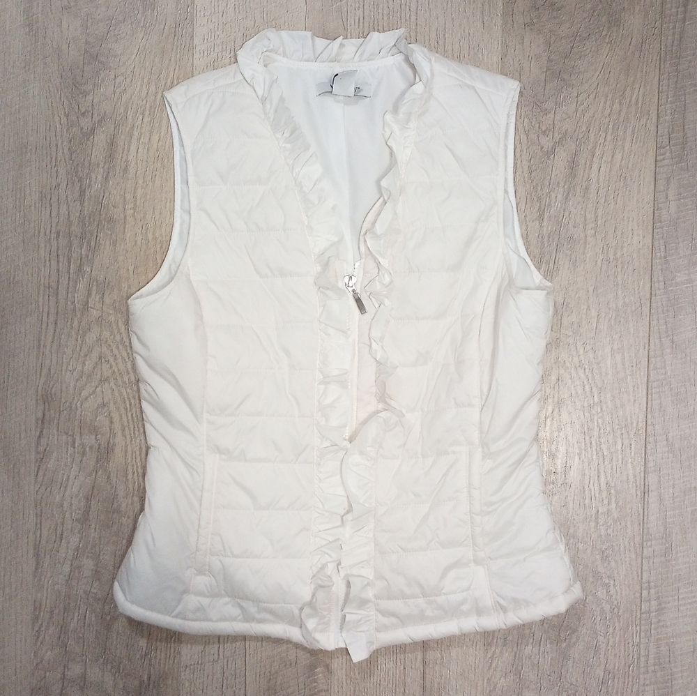 White House Black Market White Puffer Vest Sz Med